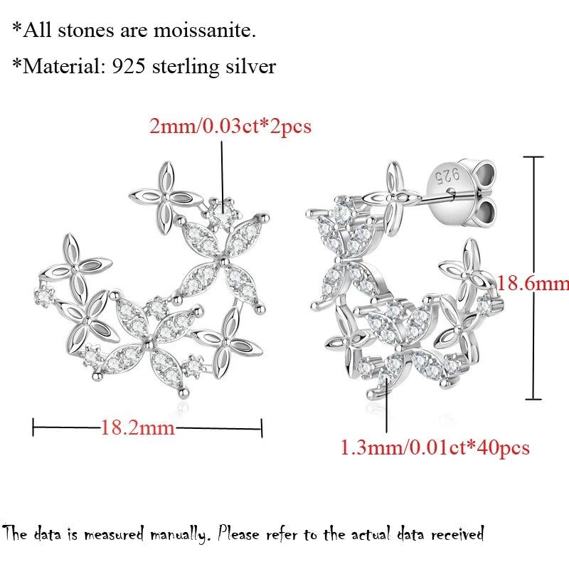OEVAS 1.3MM 2MM Total 0.46CT Moissanite Uneven Stud Earrings 100% 925 Sterling-losil
