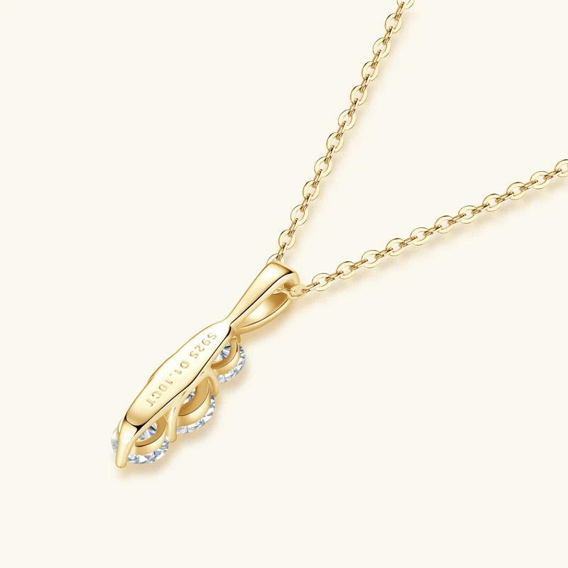 Anziw 1.1ctw. D Moissanite Pendant Necklace for Women 925 Silver Three-Stone Vertical-losil