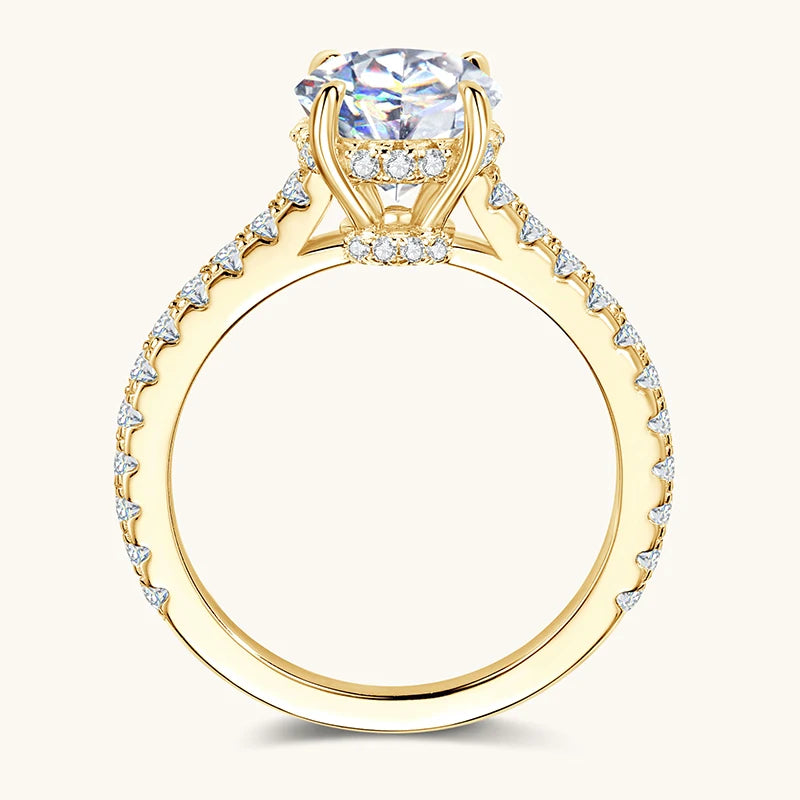 Anziw Real 3.0CT D Oval Moissanite Promise Ring for Women 925 Sliver-losil