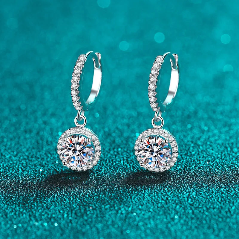 OEVAS 6.5mm 2cttw D Color Moissanite Earring 100% S925 Sterling Sliver Earrings-losil