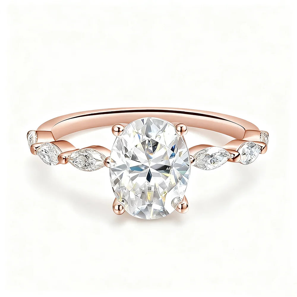 OEVAS Oval Cut 1CT 2CT Full D Color Moissanite Diamond Rings For-losil