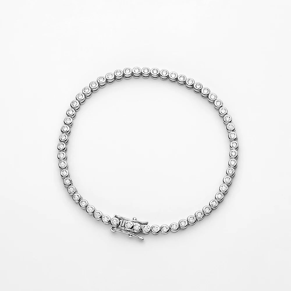 OEVAS 2mm Moissanite Bubble Tennis Bracelet For Women S925 Silver Sparkling Wedding-losil