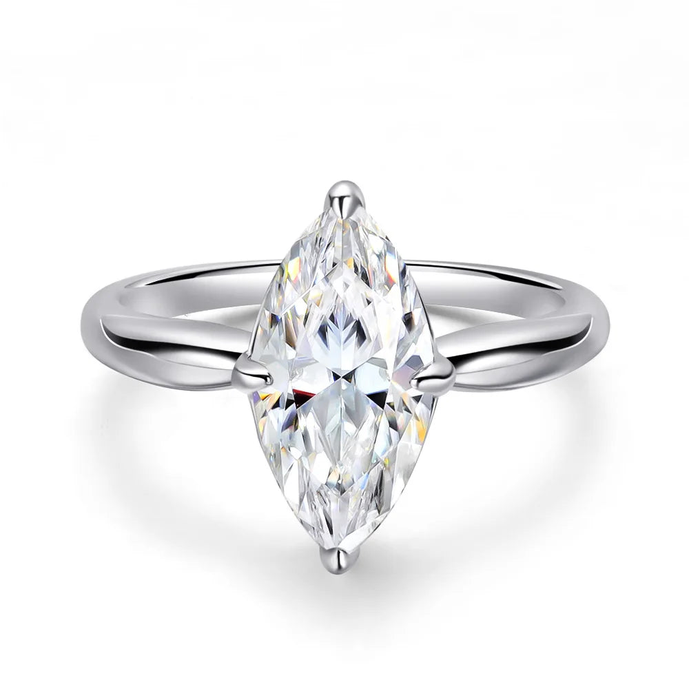 OEVAS 1-3CT Marquise Cut Full Moissanite Ring Set for Women Wedding Band-losil