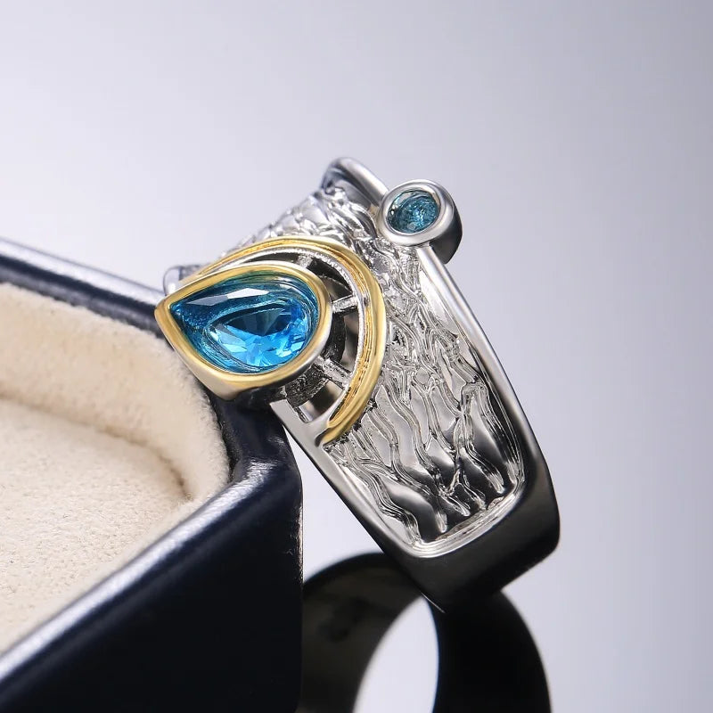 Huitan Drop Shipping Ethnic Women Rings Personality Design with Water Drop Stone-losil