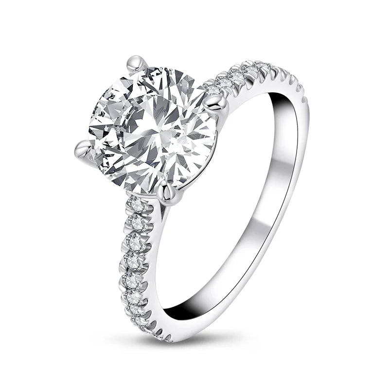 ANZIW 925 Sterling Silver 3ct Round Cut Engagement Rings Sparkling Zirconia Wedding-losil