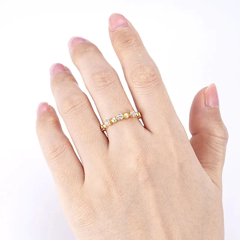 Anziw Fashion Five Stone Moissanite Ring for Women 925 Silver 18k Gold-losil