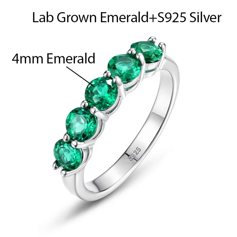 OEVAS Lab Grown Emerald Ring 100% S925 Sterling Silver inlay Zircon For-losil
