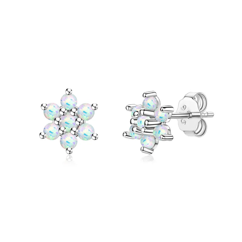 Fresh Opal Drop Stud Earrings for Women 925 Sterling Silver Curved Bar-losil