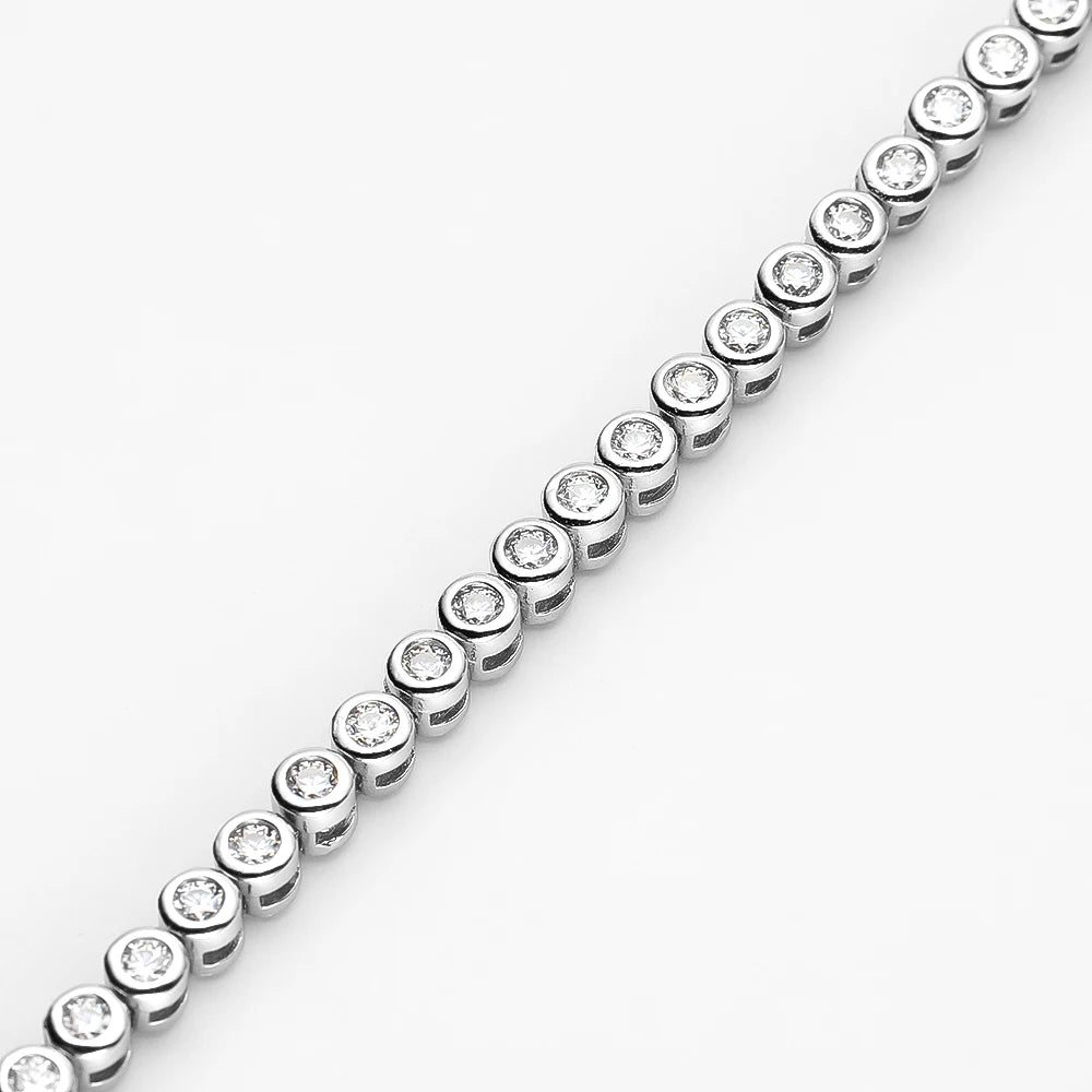 OEVAS 2mm Moissanite Bubble Tennis Bracelet For Women S925 Silver Sparkling Wedding-losil