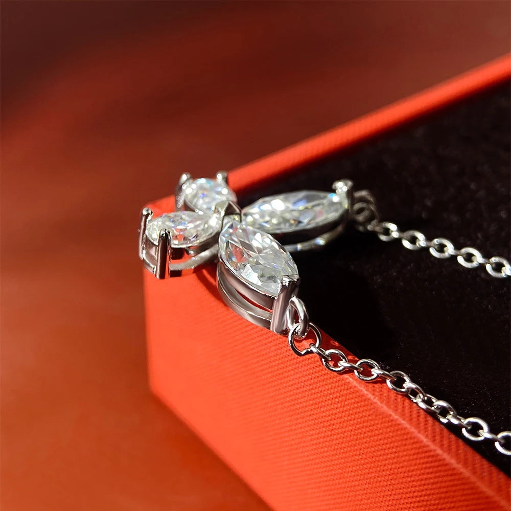 OEVAS Real D Color Moissanite Butterfly Pendant Necklace 100% 925 Sterling Silver-losil