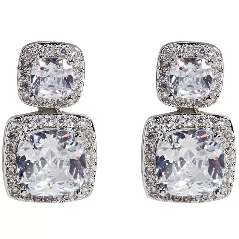 Huitan Daily Wear Dangle Earrings with Crystal CZ for Women Fashionable Ear-losil