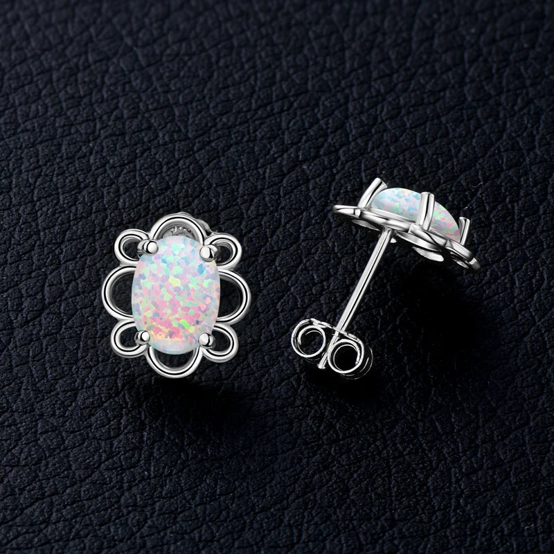 Fresh Opal Drop Stud Earrings for Women 925 Sterling Silver Curved Bar-losil