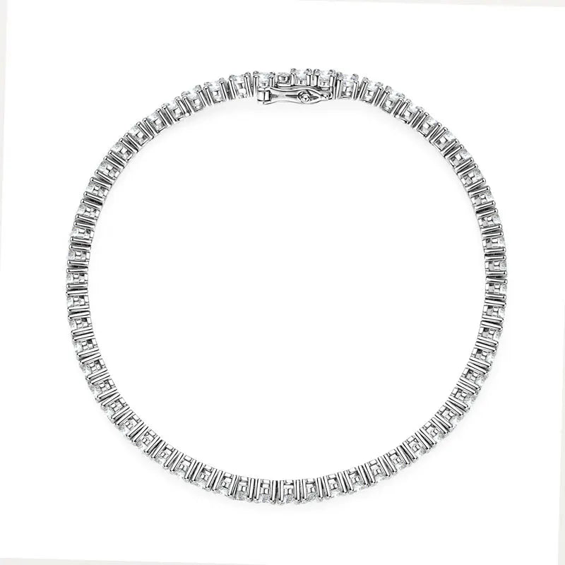 Anziw 3mm 5mm D VVS1 Moissanite Tennis Bracelet Plated 18k White Gold-losil