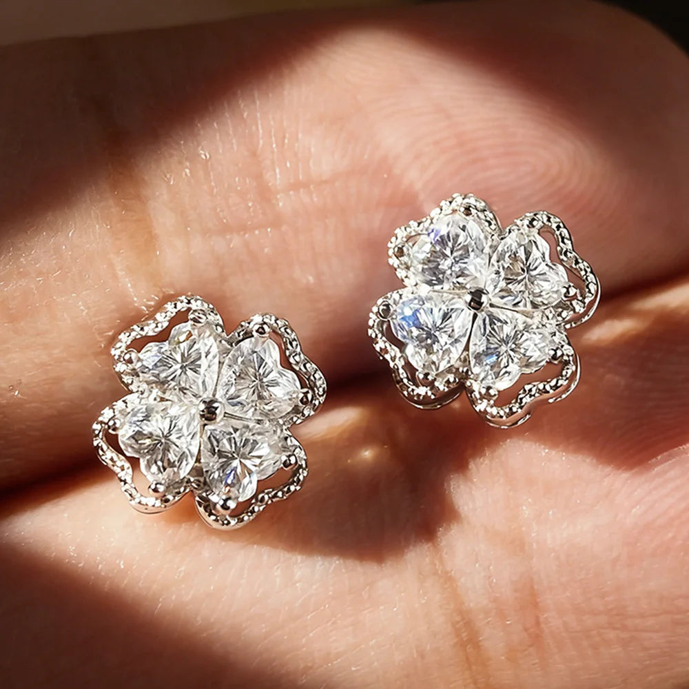 OEVAS 0.8cttw Heart Cut Full Moissanite Earrings For Women 925 Sterling Silver-losil