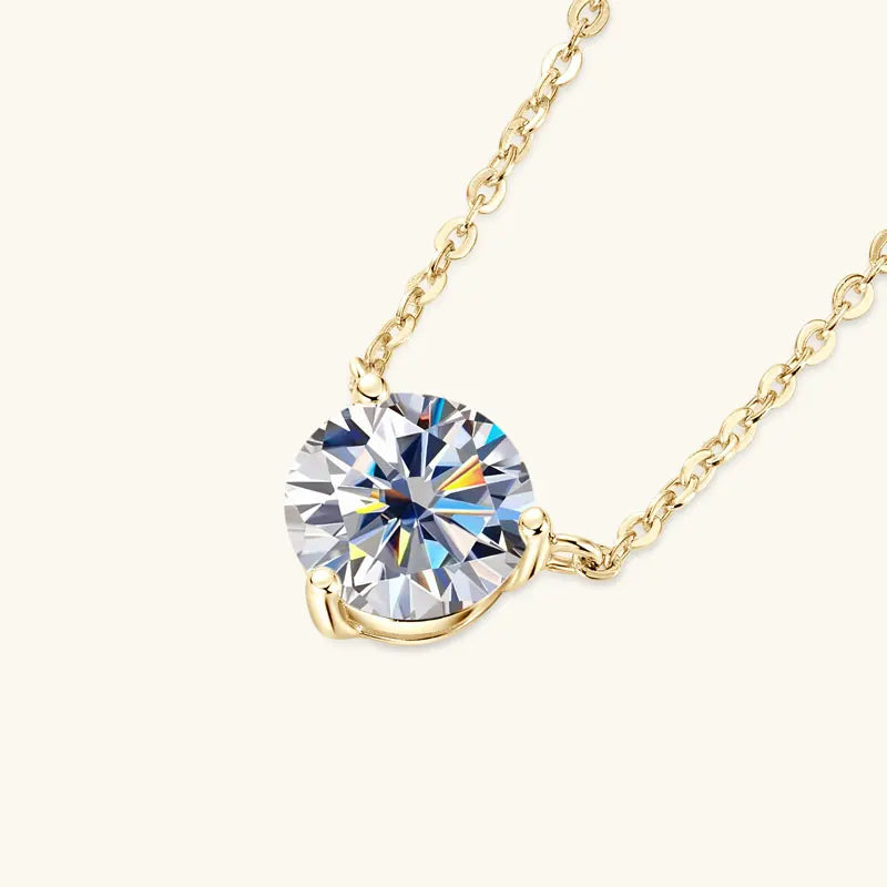 Anziw 925 Silver 1CT 1.5CT 2.0CT D Moissanite Pendant Necklace for Women-losil