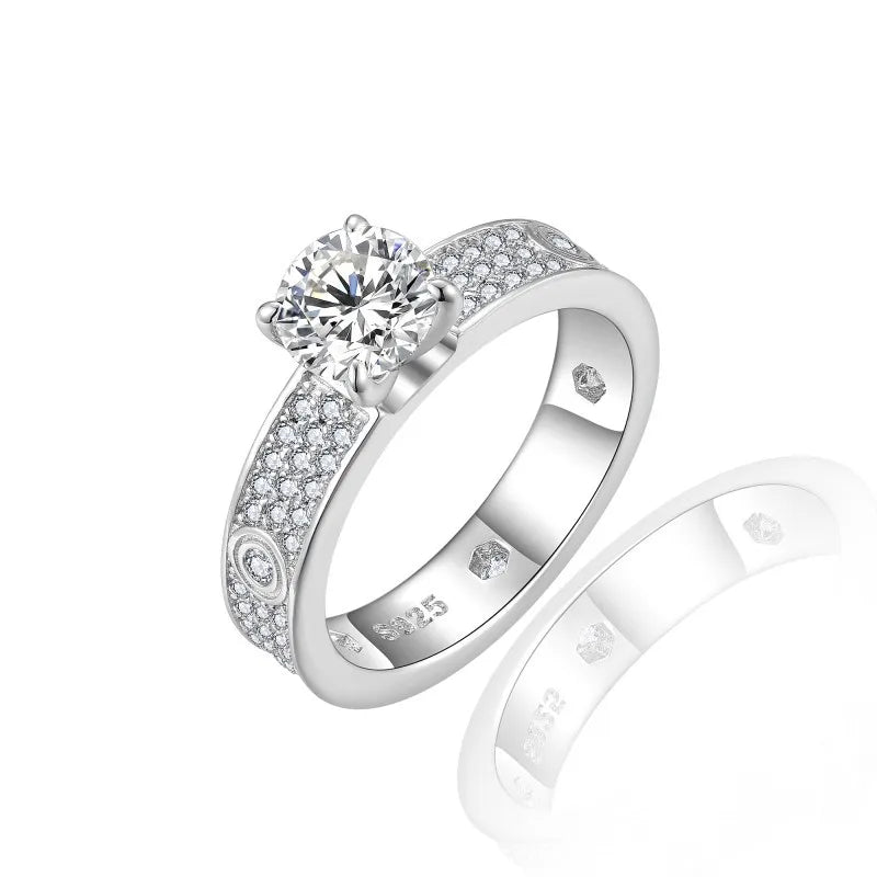 OEVAS 1CT Full Moissanite Rings Double Row S925 Sterling Silver plated 18K-losil