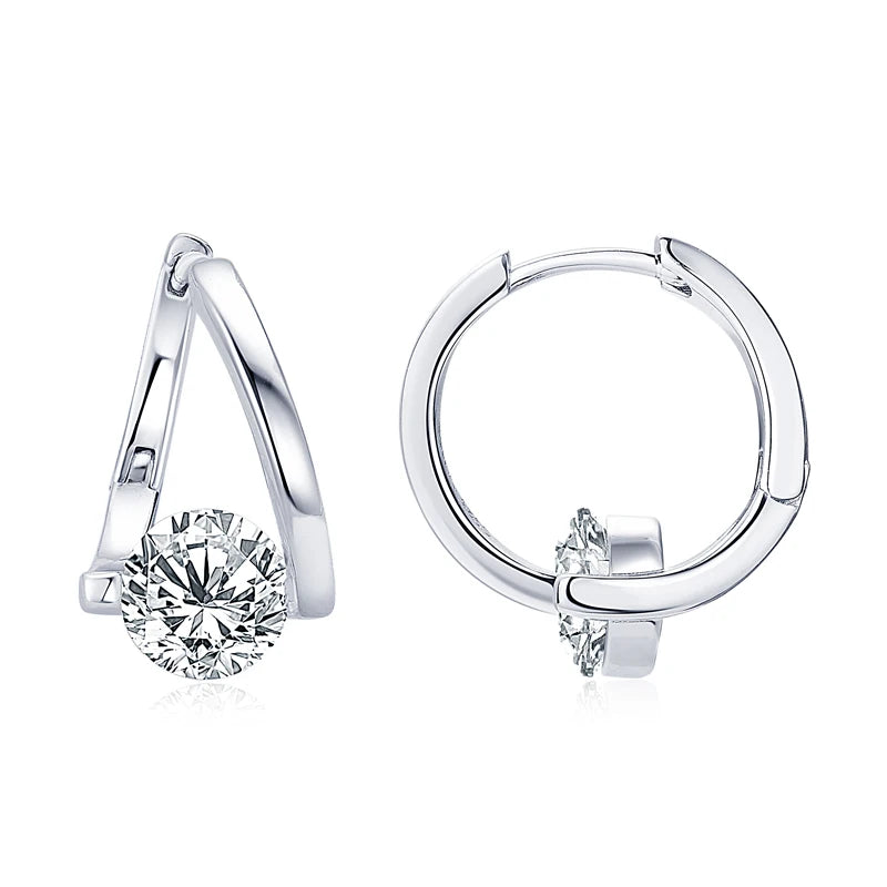 Anziw Korean Twist Hoops 1.0ct D Color Moissanite Earrings For Women Real-losil