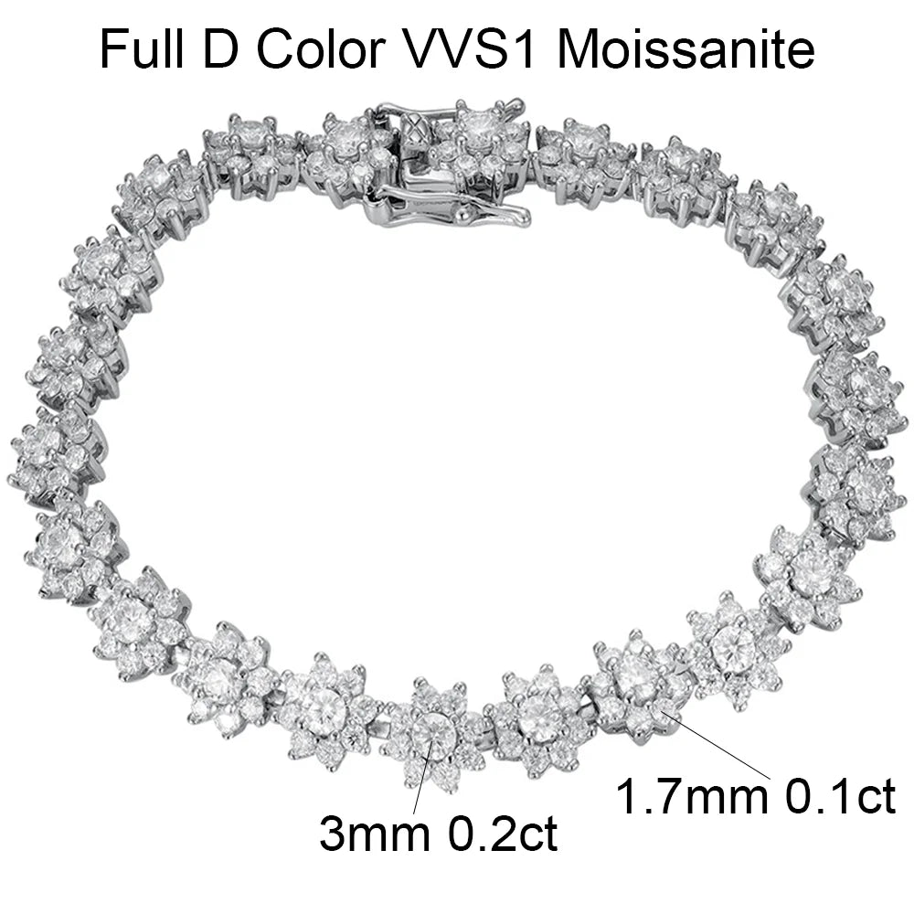 OEVAS Full Moissanite Tennis Bracelet For Woman S925 Silver Certified Lab Diamond-losil