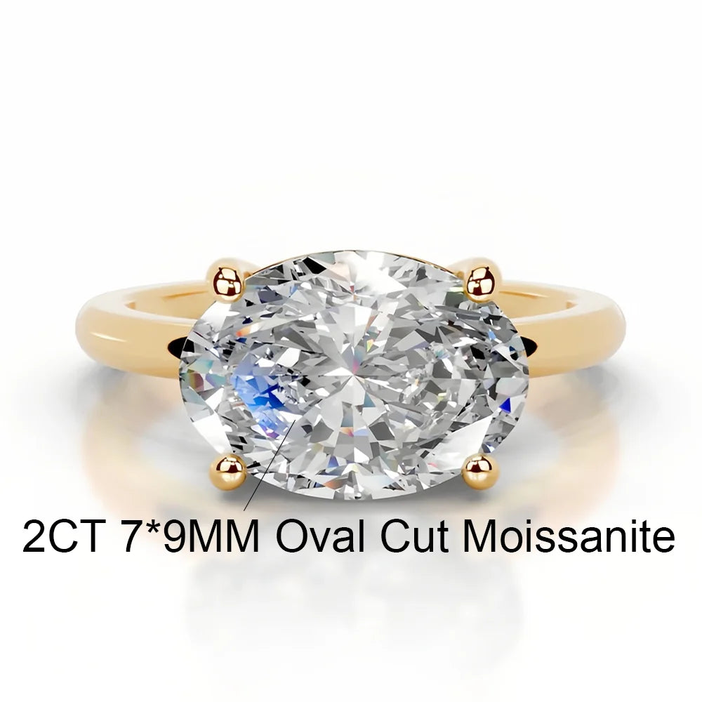 OEVAS 1/3/5CT Moissanite Solitaire Ring For Women 925 Silver Plated 18K Gold-losil