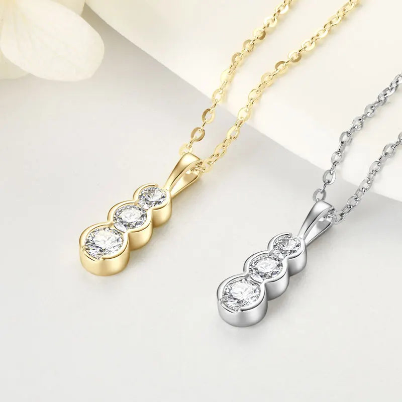 4mm&3.5mm&3mm 0.60cttw. 3 Stones D Color Moissanite Pendant Necklaces 925 Silver for-losil