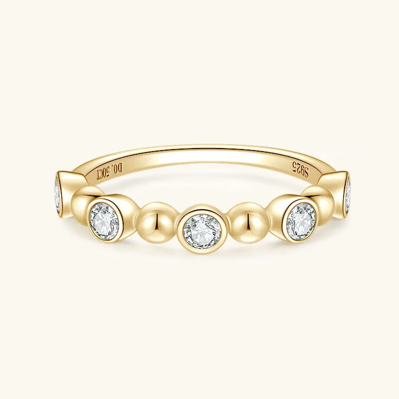 Anziw Fashion Five Stone Moissanite Ring for Women 925 Silver 18k Gold-losil