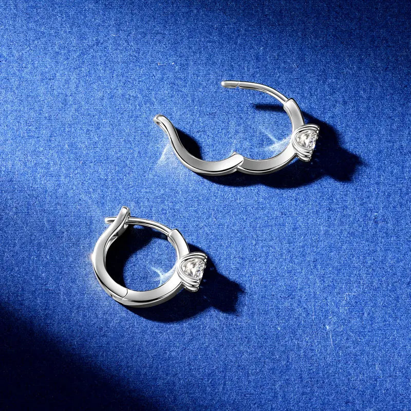 Anziw 5mm 0.5CT D Moissanite Earrings Small Hoops for Women Real 925-losil