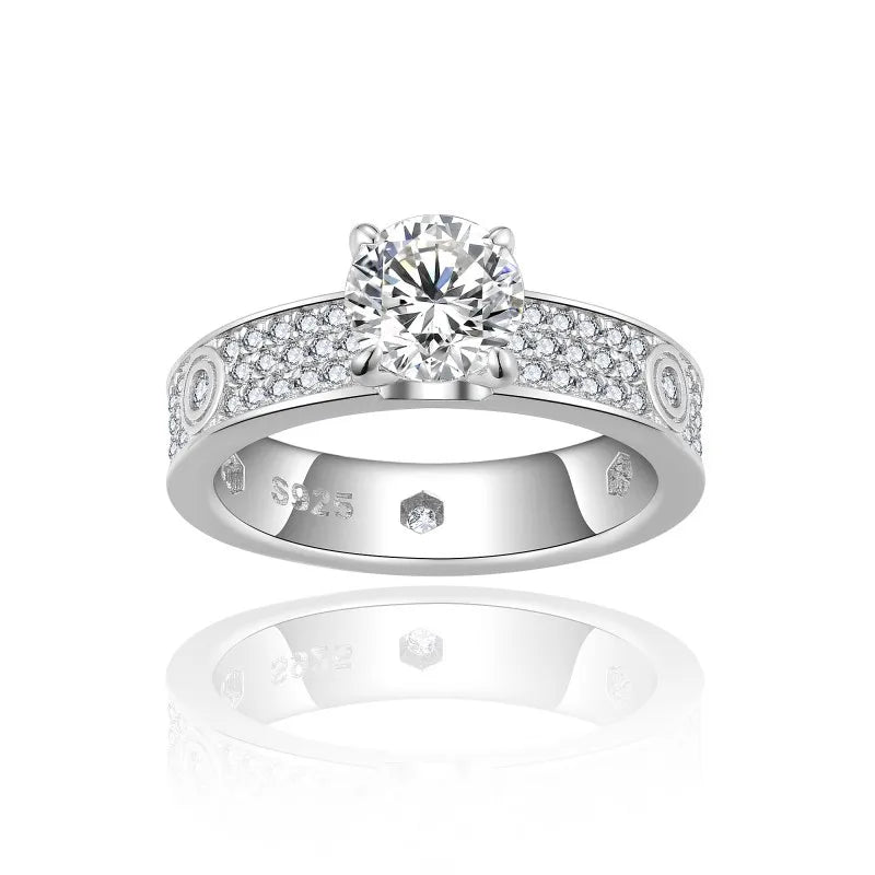 OEVAS 1CT Full Moissanite Rings Double Row S925 Sterling Silver plated 18K-losil