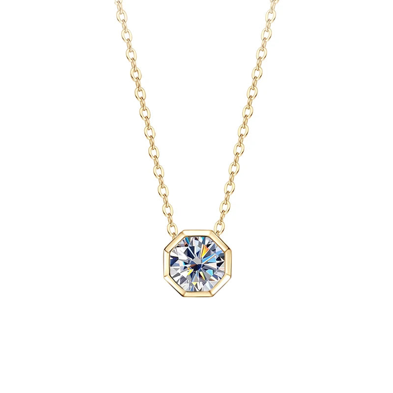 Anziw 1CT 8mm 2CT D VVS1 Moissanite Solitaire Pendant Necklace for Women-losil