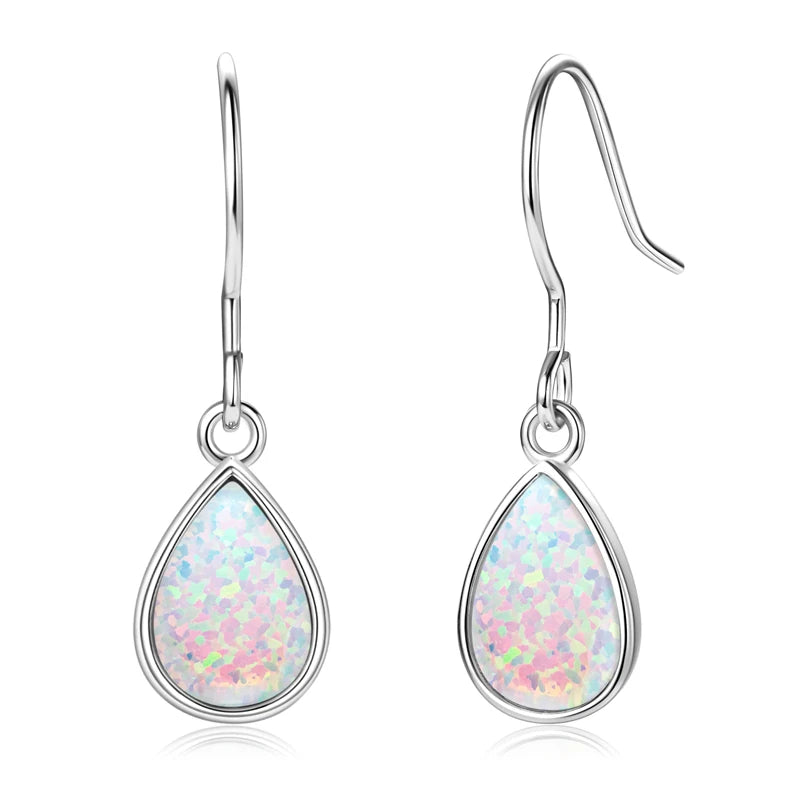 Fresh Opal Drop Stud Earrings for Women 925 Sterling Silver Curved Bar-losil
