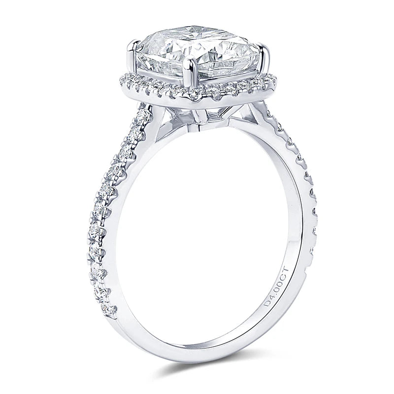 Anziw Original 4.0 Carat Cushion Cut Moissanite Wedding Ring 925 Sterling Sliver-losil