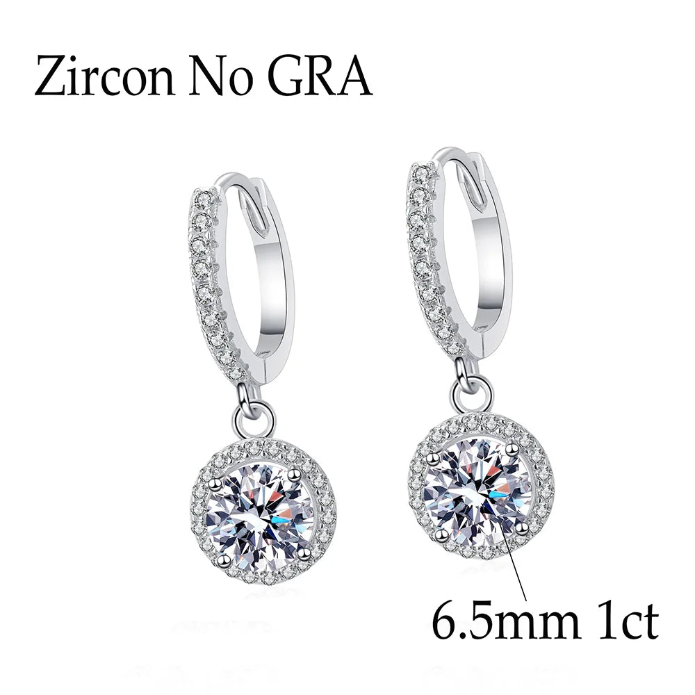 OEVAS 6.5mm 2cttw D Color Moissanite Earring 100% S925 Sterling Sliver Earrings-losil