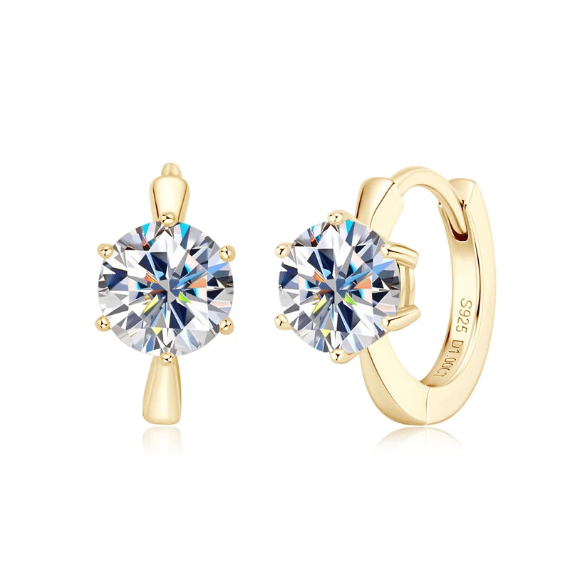 2025 New 2.0cttw D Moissanite Hoop Huggie Earrings for Women 925 Silver-losil