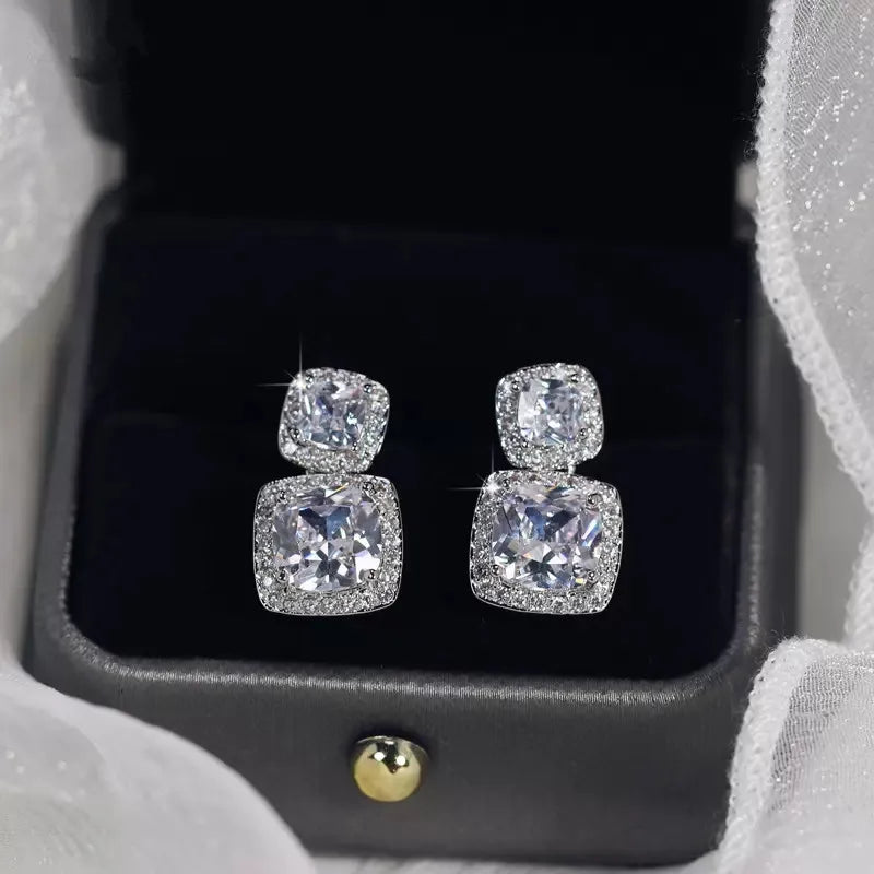Huitan Daily Wear Dangle Earrings with Crystal CZ for Women Fashionable Ear-losil