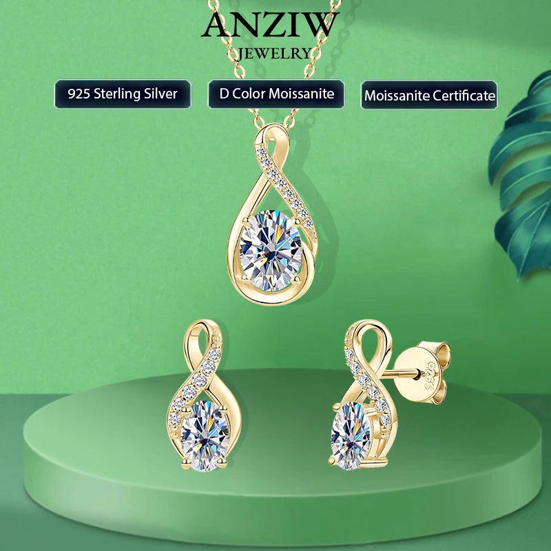 Oval Cut 3.0cttw D Moissanite Jewelry Set for Women 925 Silver 2ct-losil