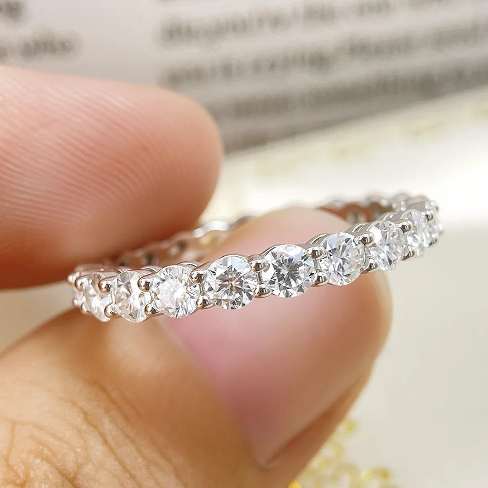 OEVAS 2.2 Carat 3MM Full Moissanite Ring For Women S925 Sterling Silver-losil