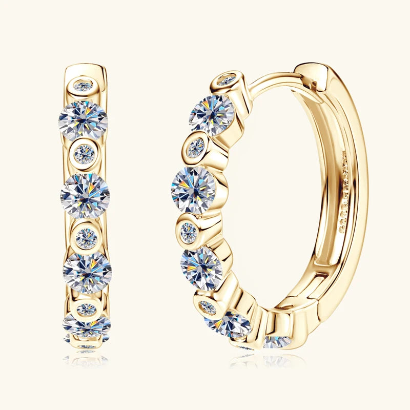 Anziw Real D0.57CT 1.3mm D Moissanite Hoop Earrings for Women 925 Sterling-losil