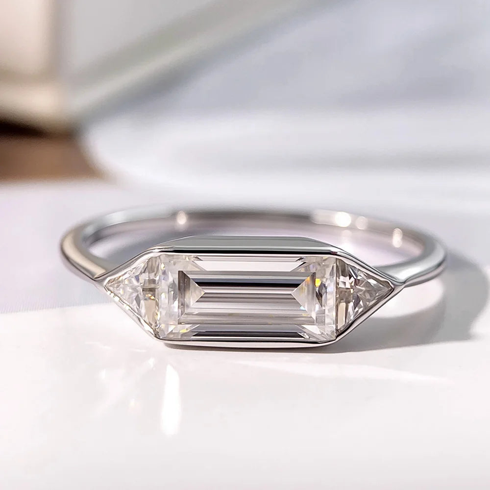 OEVAS Elegant Minimalist Jewelry Full Moissanite Rings for Women S925 Sterling Silver-losil