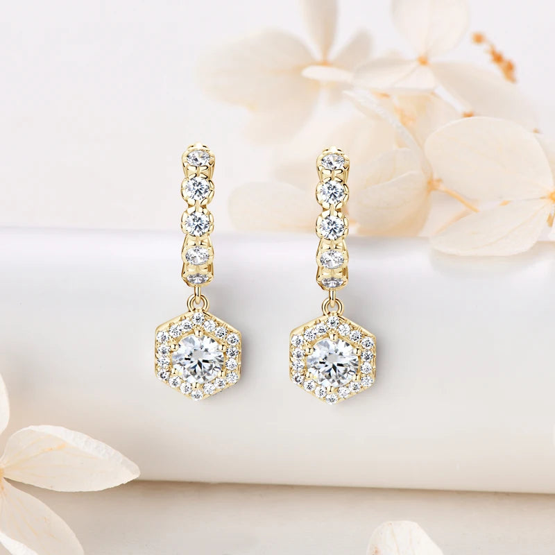 Anziw 2023 New Women's Hoop Earrings 5mm D0.5CT Moissanite Drop Earrings Silver-losil