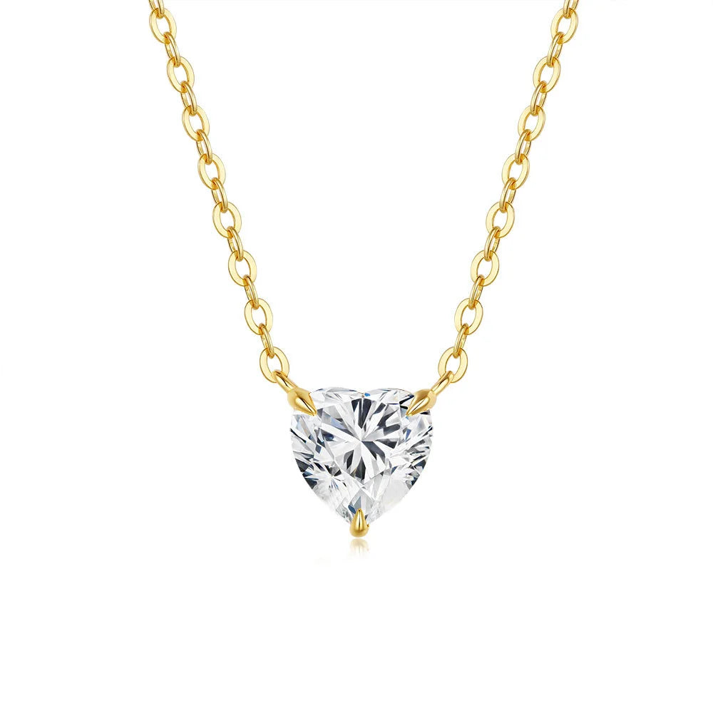 OEVAS 1-3ct Classic Heart Cut Moissanite Pendant Necklace For Women S925 Silver-losil