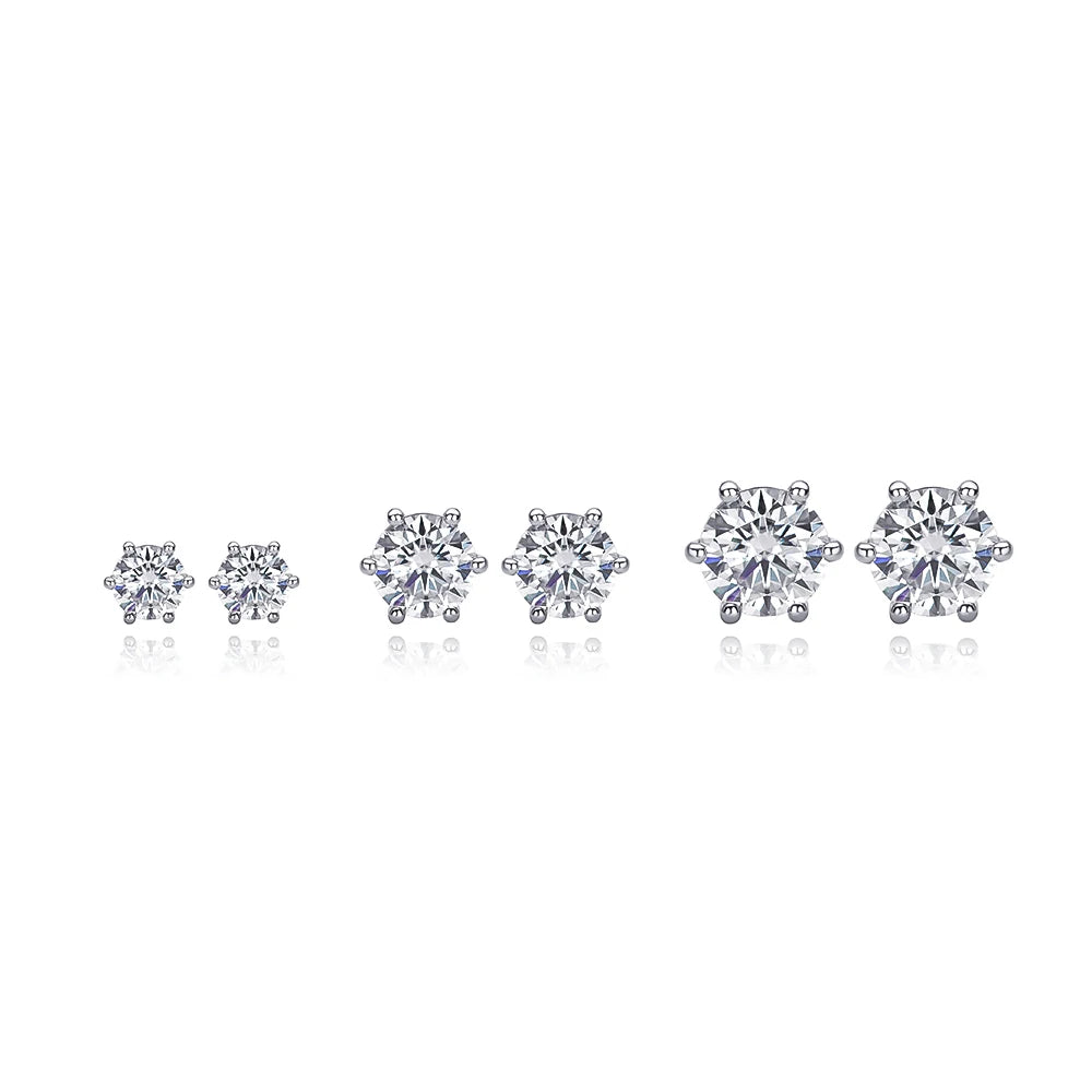 OEVAS Moissanite Stud Earrings D Color 0.5-2 Carat 925 Sterling Silver Gold-losil