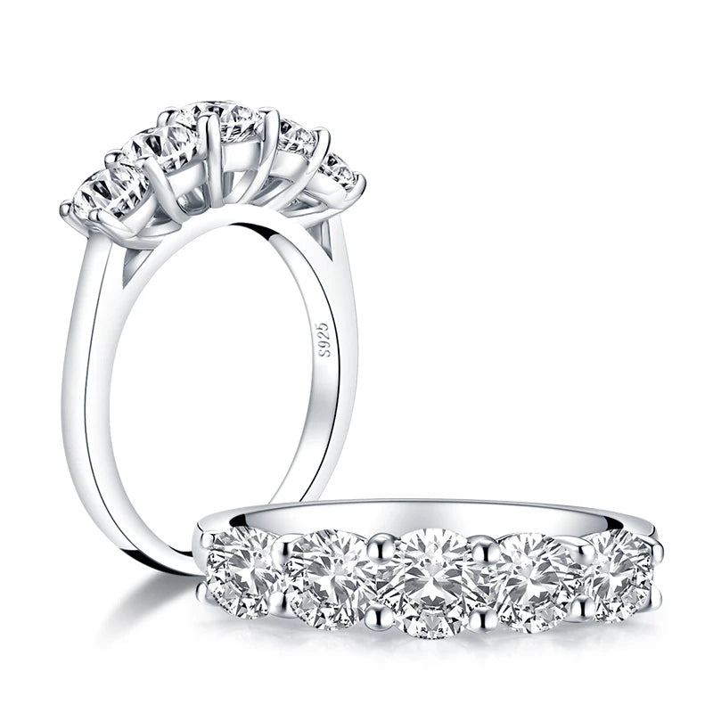 100% Real Silver 925 Full Eternity Ring for Women Simulated Diamond Engagement-losil