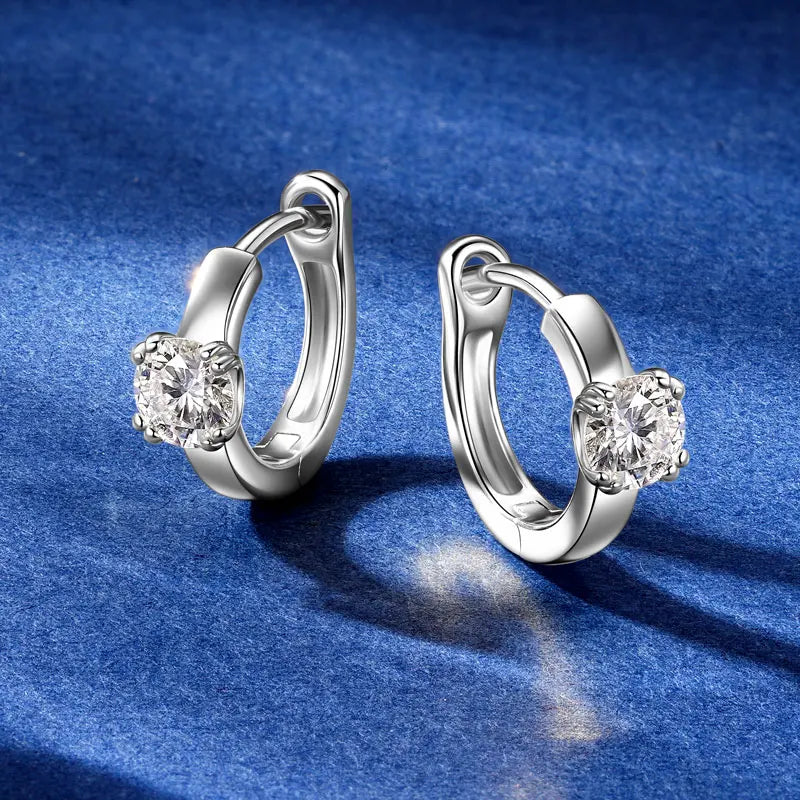 Anziw 5mm 0.5CT D Moissanite Earrings Small Hoops for Women Real 925-losil