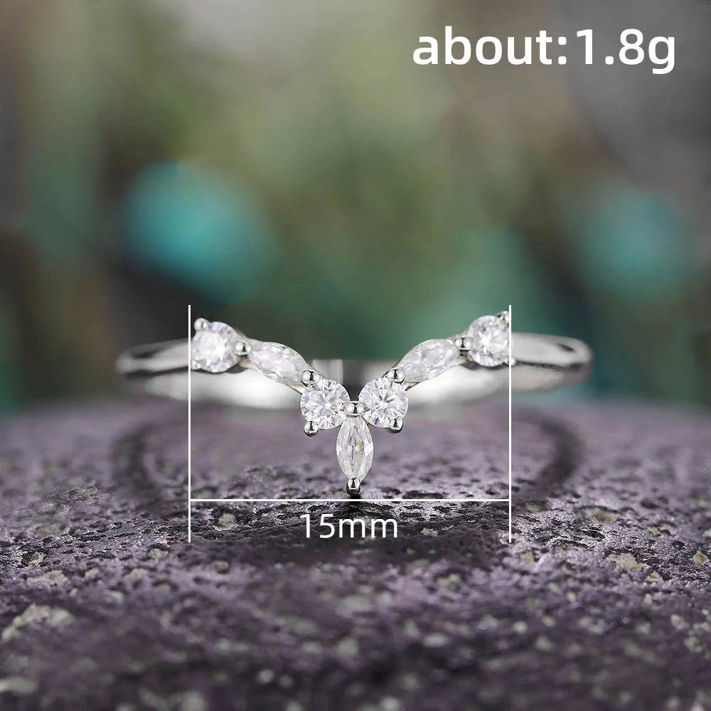 Huitan New Arrival Bridal Rings for Wedding Ceremony Party Fancy V Design-losil