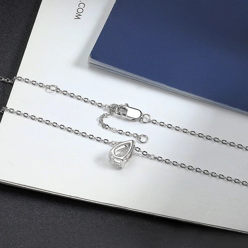 OEVAS 1-4CT Water Drop Moissanite Pendant Necklace Earrings Set for Women S925-losil