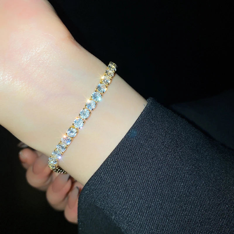 Anziw 3mm 5mm D VVS1 Moissanite Tennis Bracelet Plated 18k White Gold-losil
