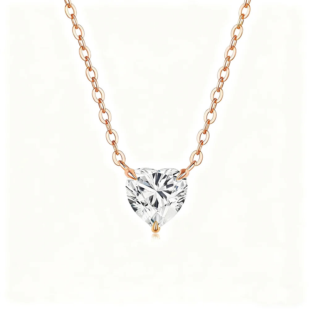 OEVAS 1-3ct Classic Heart Cut Moissanite Pendant Necklace For Women S925 Silver-losil