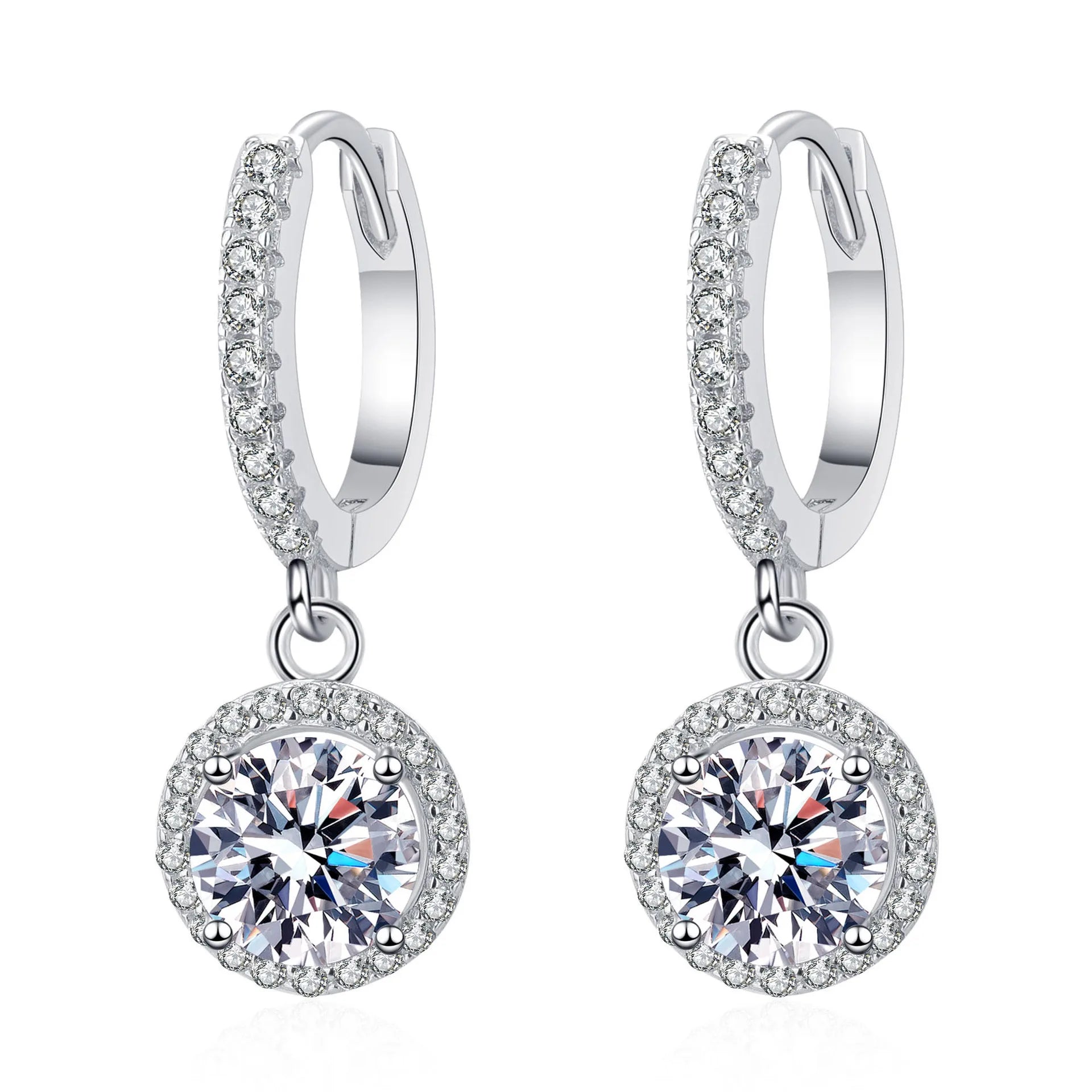 OEVAS 6.5mm 2cttw D Color Moissanite Earring 100% S925 Sterling Sliver Earrings-losil