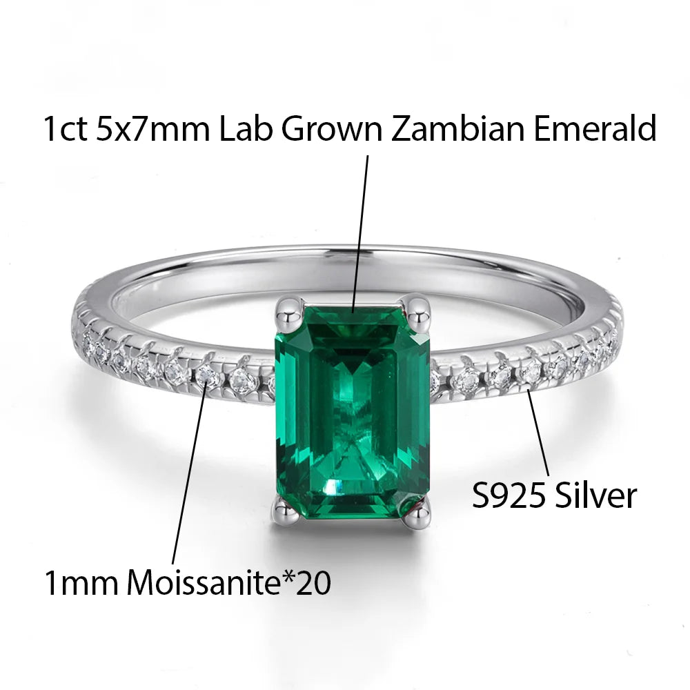 OEVAS 1CT Lab Grown Ruby/Yellow Sapphire/Emerald Ring S925 Sterling Silver with Moissanite-losil