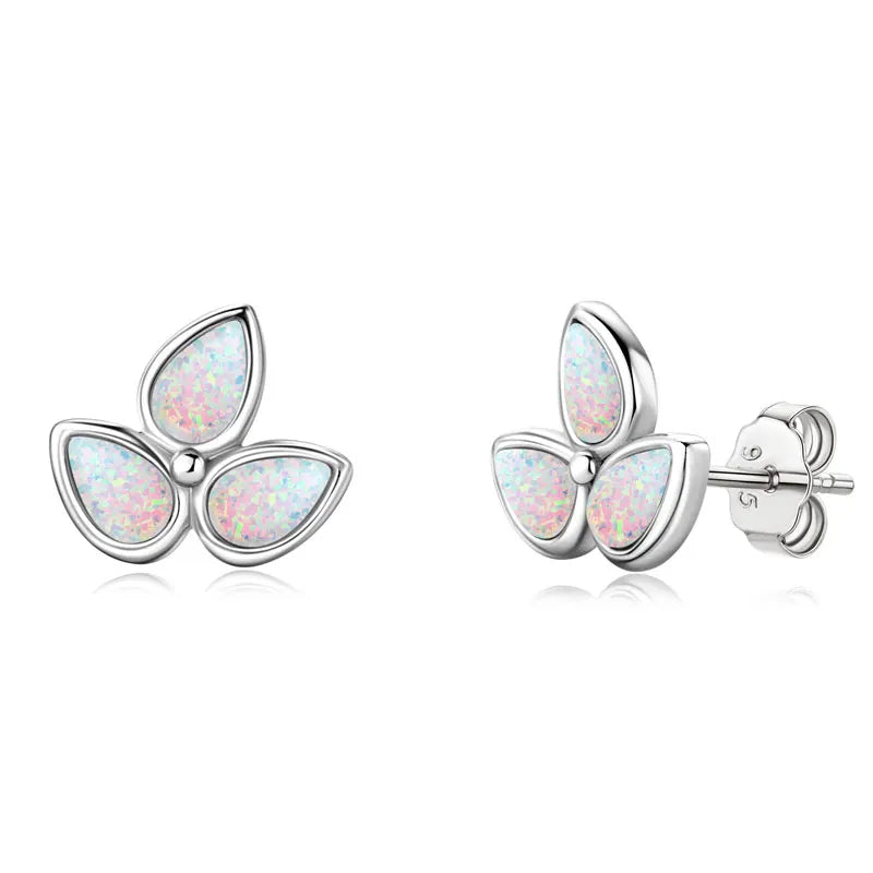 Fresh Opal Drop Stud Earrings for Women 925 Sterling Silver Curved Bar-losil