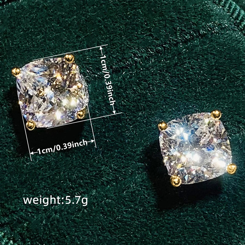 Huitan Cushion White/Pink/Yellow/Blue Cubic Zirconia Stud Earrings for Women Simple Elegant Female-losil